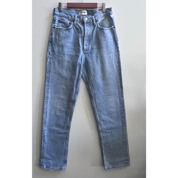 AGOLDE High Rise Straight Leg Blue Jeans Women's 25  Light Wash Distressed - Picture 3 of 13